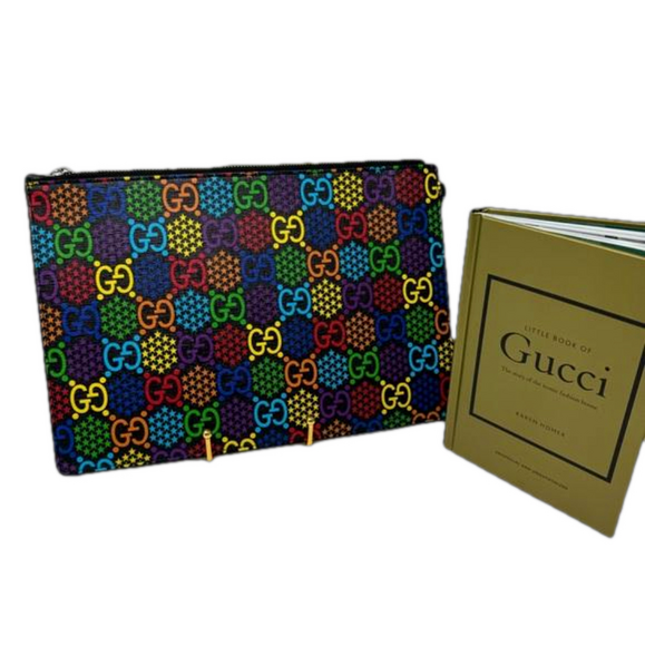 💯Authentic GUCCI Multicolor/Black GG Supreme Coated Canvas Psychedelic Pouch - Picture 3 of 4